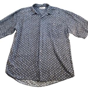 Basic Editions Retro Men’s Geo Print Rayon‎ Short Sleeve Casual Shirt Size XXL
